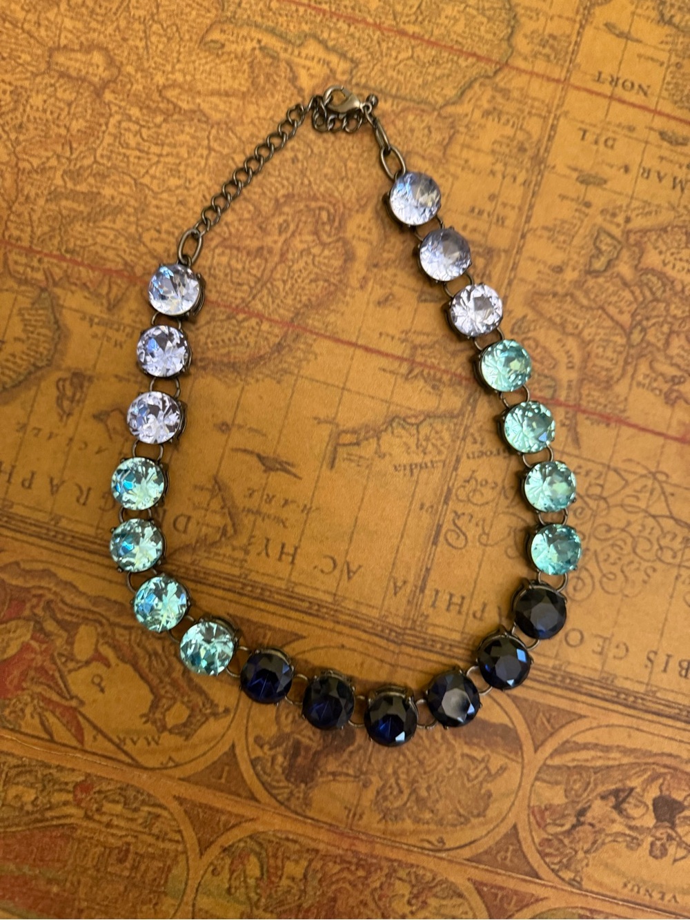 Sparkling Ombre Crystal Necklace - Blue & Mint